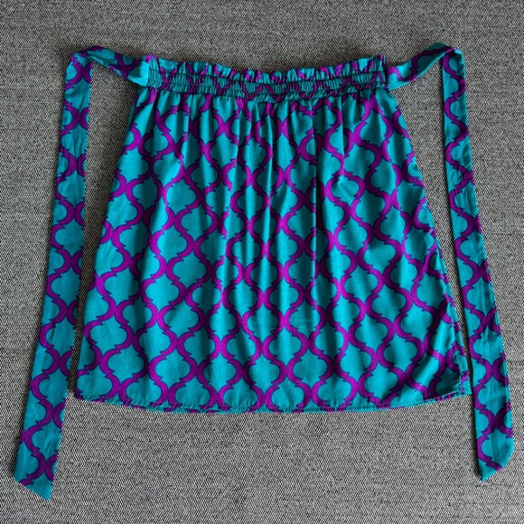 Purple & Teal Geometric Print Mini Skirt Tie Waist - Picture 5 of 15